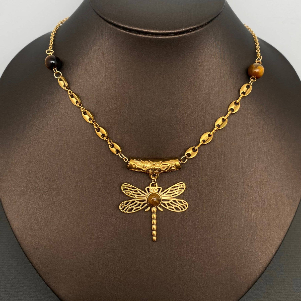 Mystic Dragonfly Pendant Necklace (18K Gold Plated)
