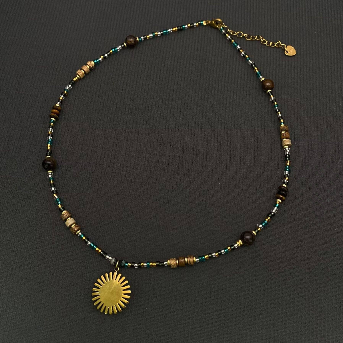 Golden Hour Beaded Sun Necklace (18K Gold Plated)