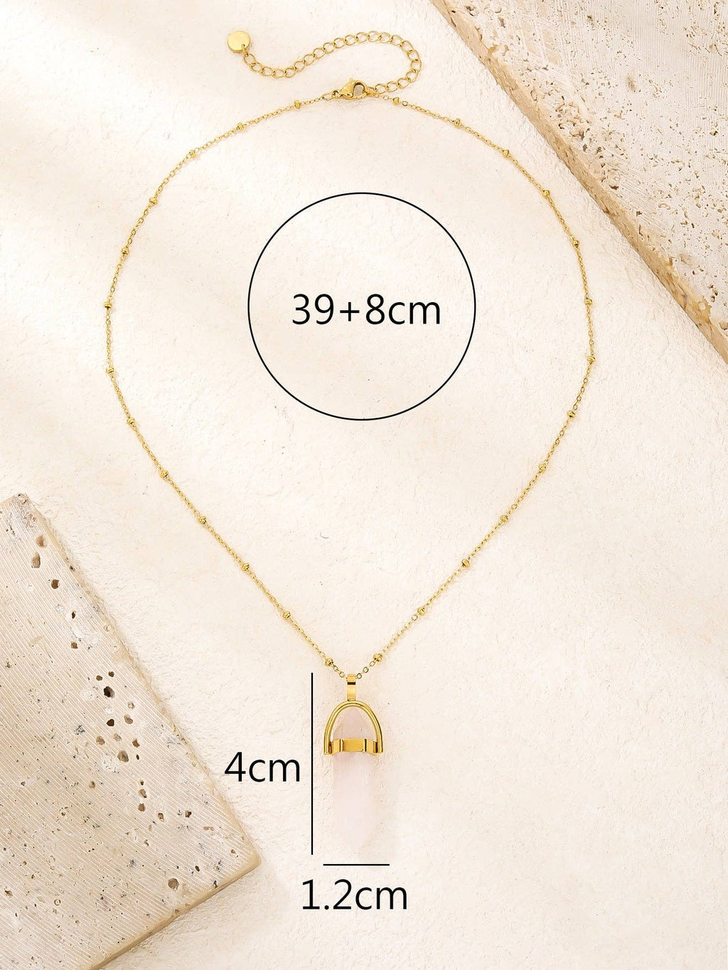 Aura Quartz Hexagonal Pendant Necklace with Crescent Moon