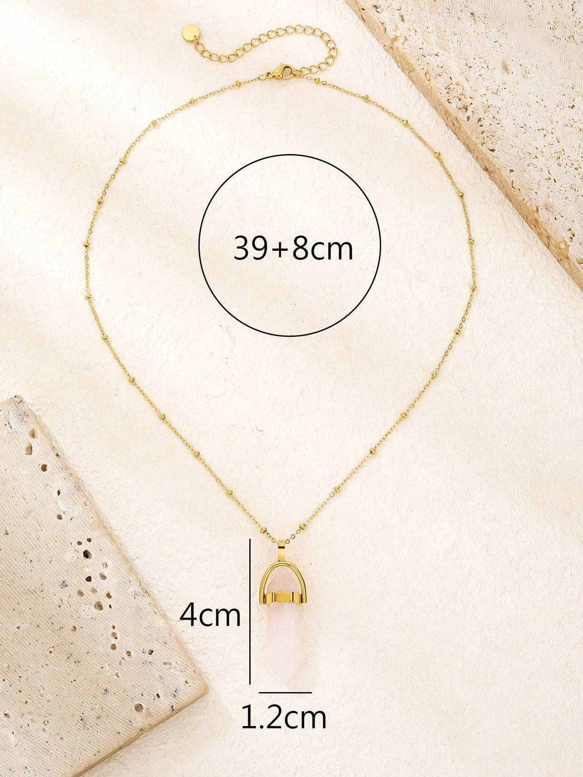 Aura Quartz Hexagonal Pendant Necklace with Crescent Moon