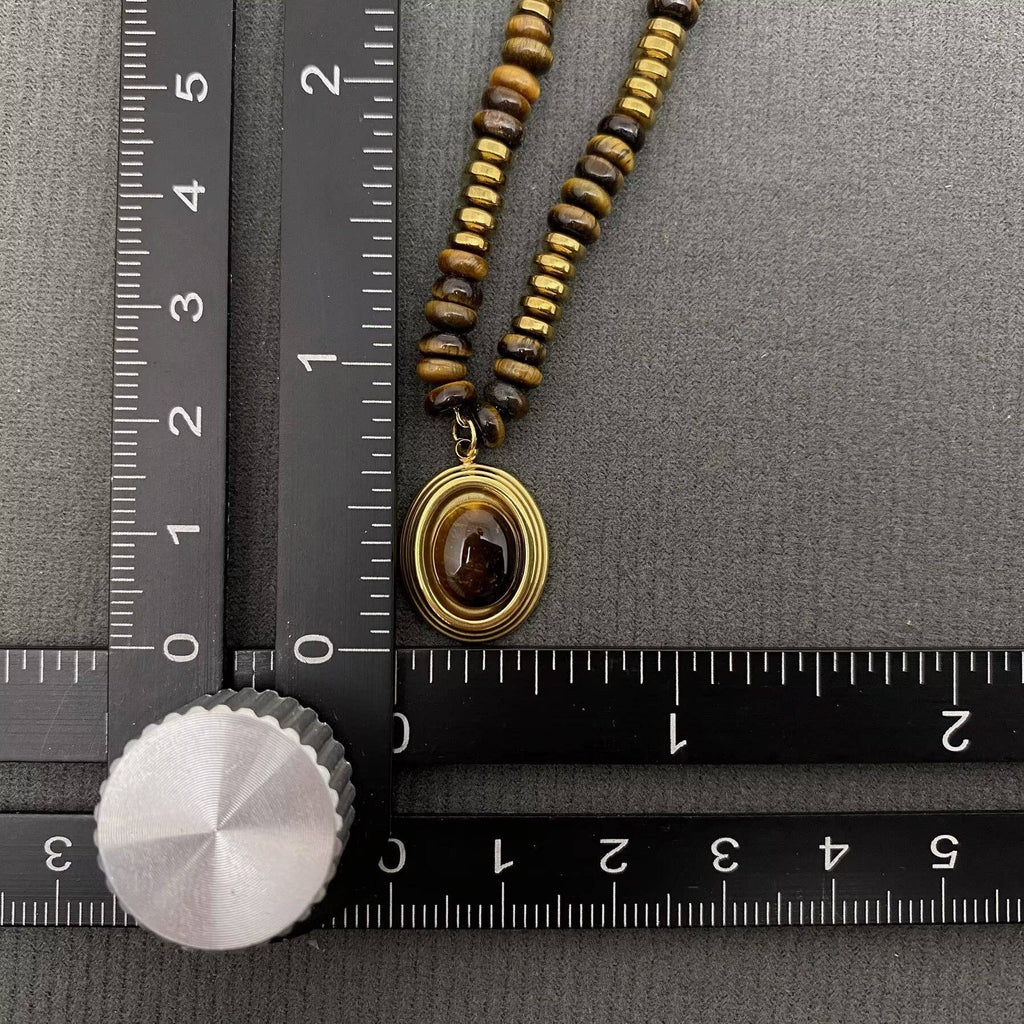 Tiger’s Eye Beaded Statement Necklace (18K Gold Plated)