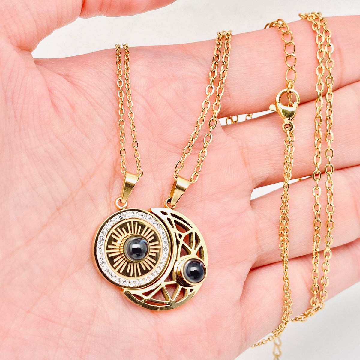 Celestial Sun & Moon "I Love You" Projection Necklace