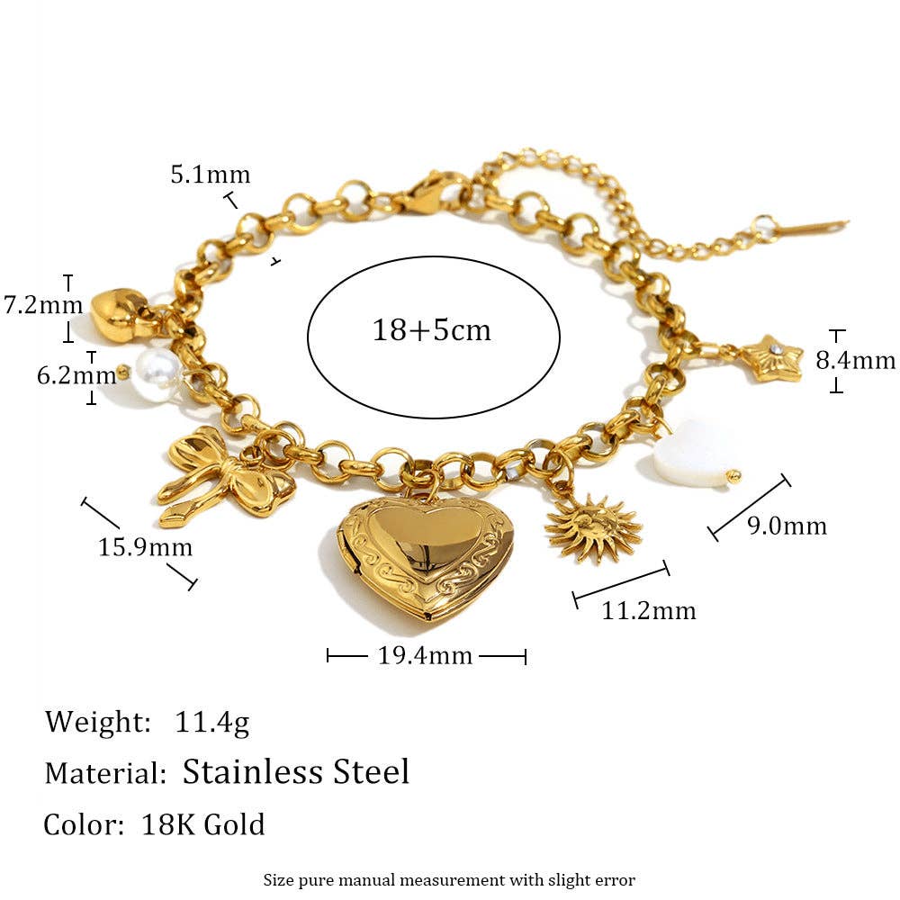 Amara Chunky 18K Gold Plated Charm Bracelet with Mixed Pendants