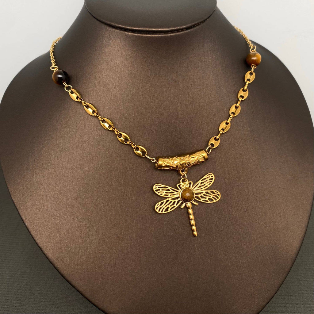 Mystic Dragonfly Pendant Necklace (18K Gold Plated)