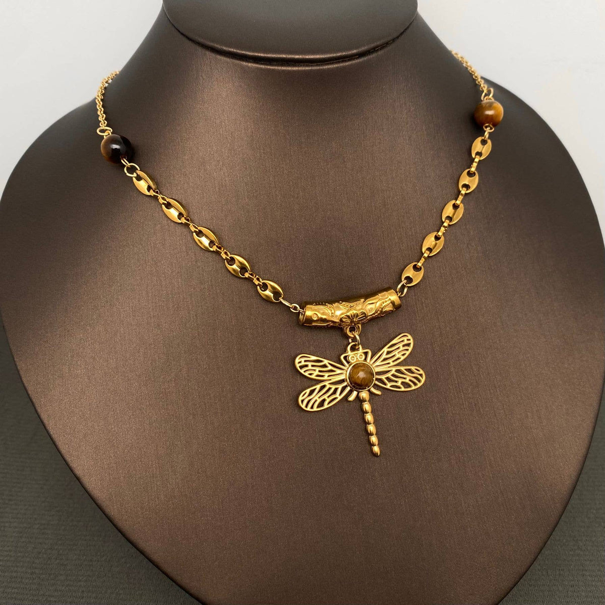 Mystic Dragonfly Pendant Necklace (18K Gold Plated)
