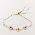 Sparkling Evil Eye Adjustable Bracelet (18K Gold Plated)