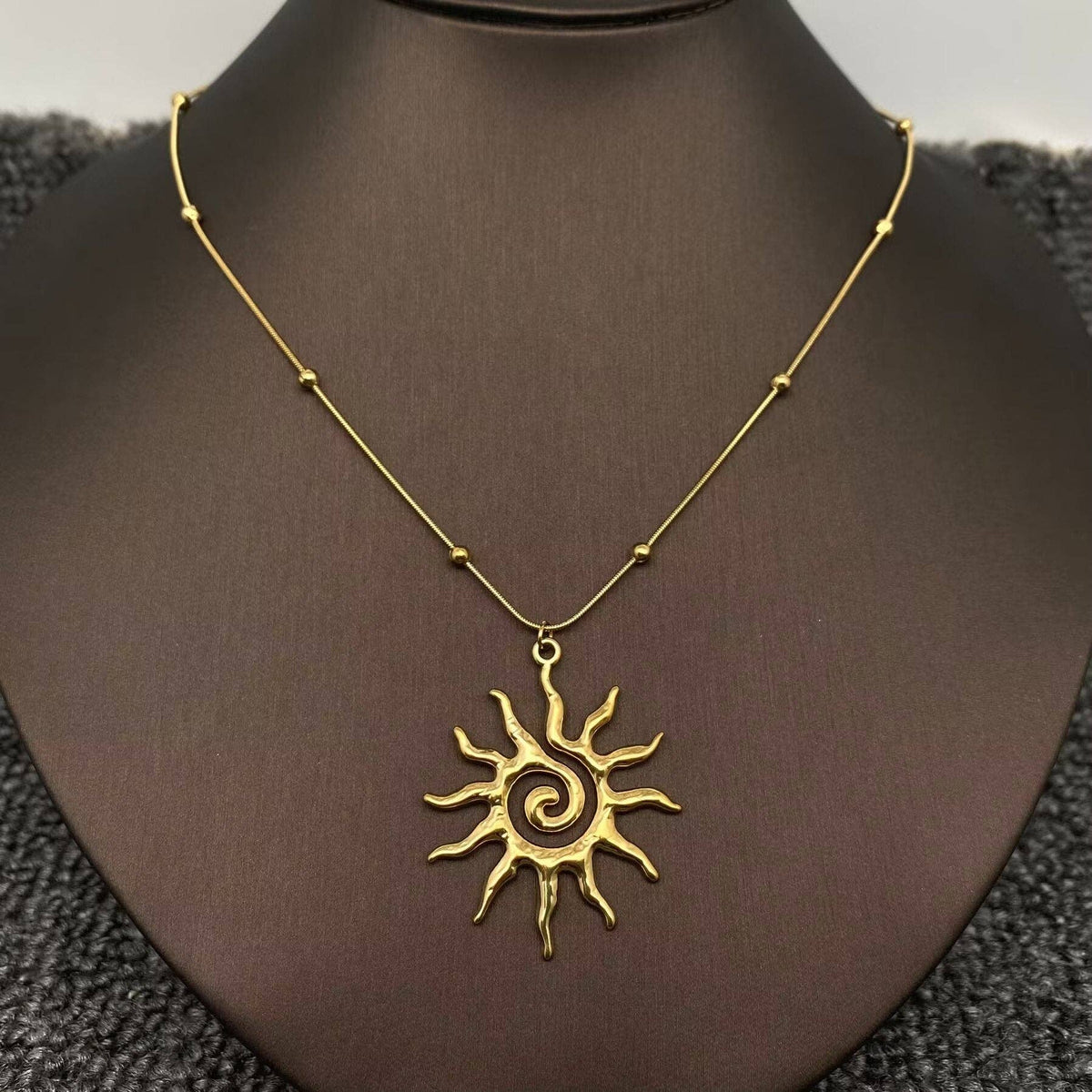 Vortex Sunburst Pendant Necklace (18K Gold Plated)