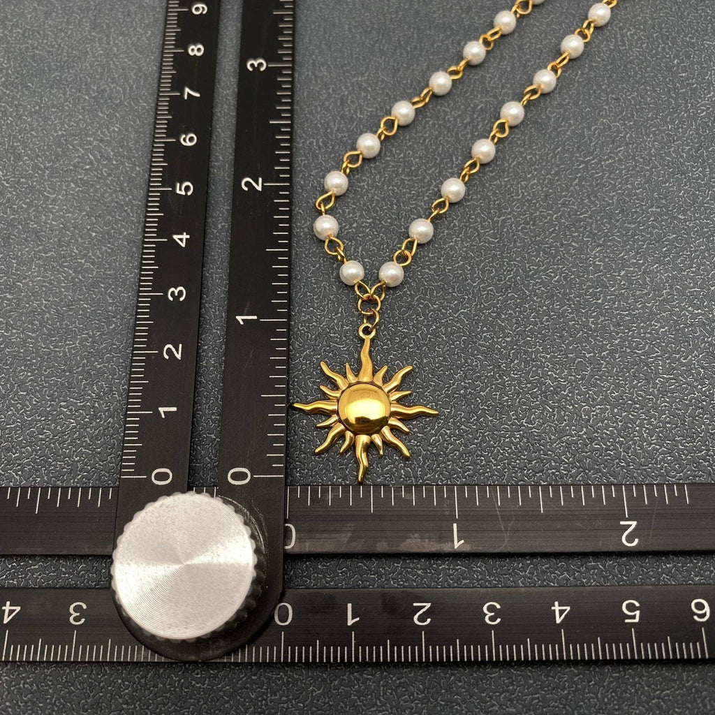 Golden Sun Pearl Chain Necklace (18K Gold Plated)