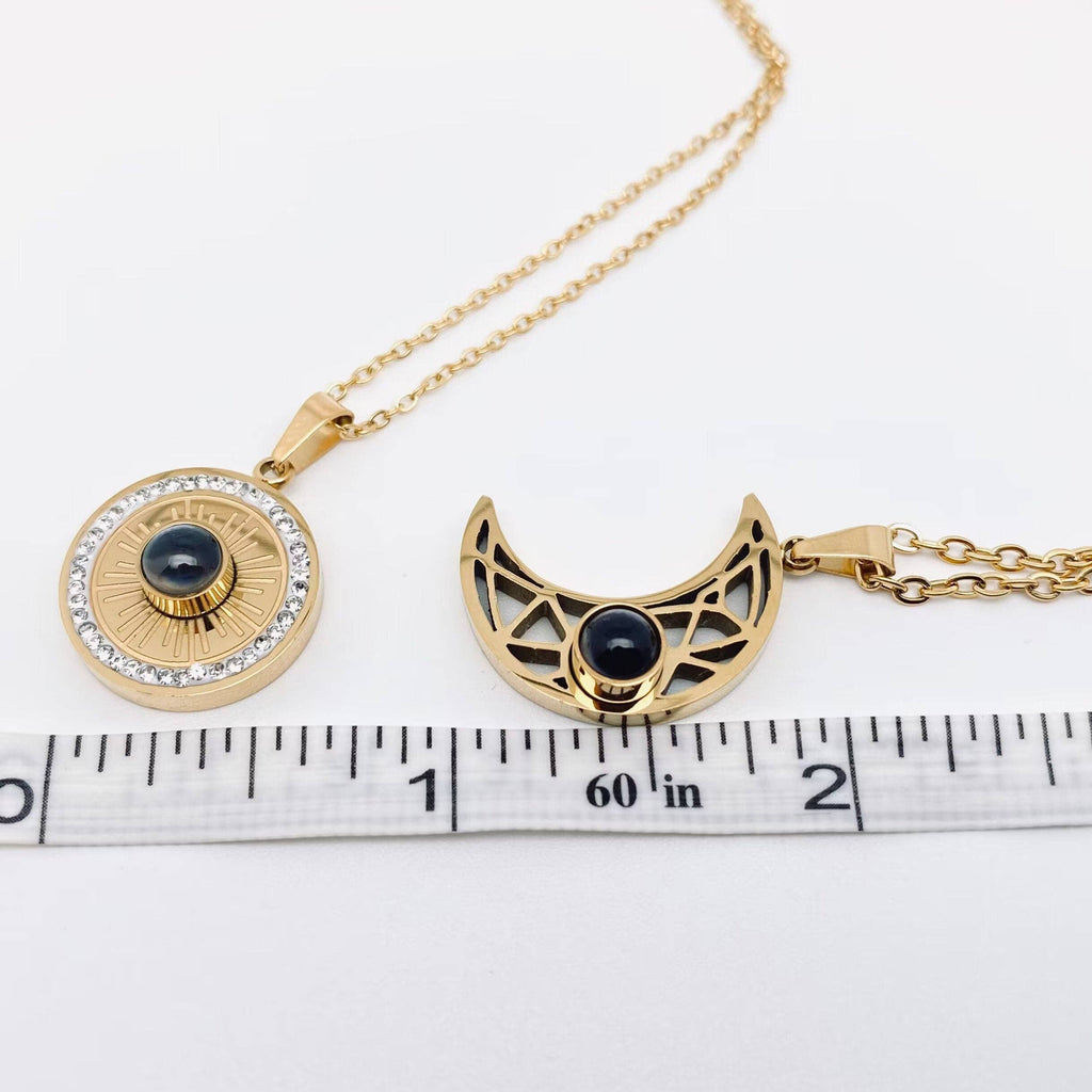 Celestial Sun & Moon "I Love You" Projection Necklace