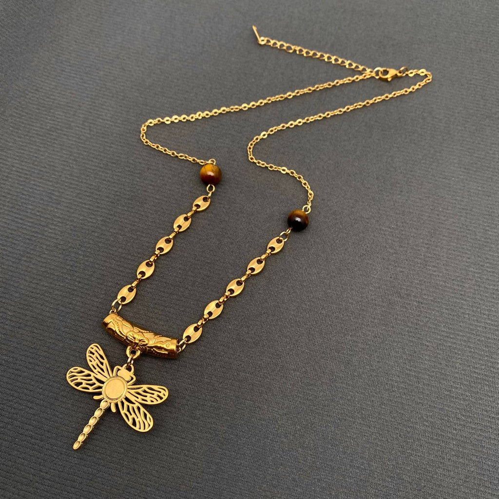 Mystic Dragonfly Pendant Necklace (18K Gold Plated)