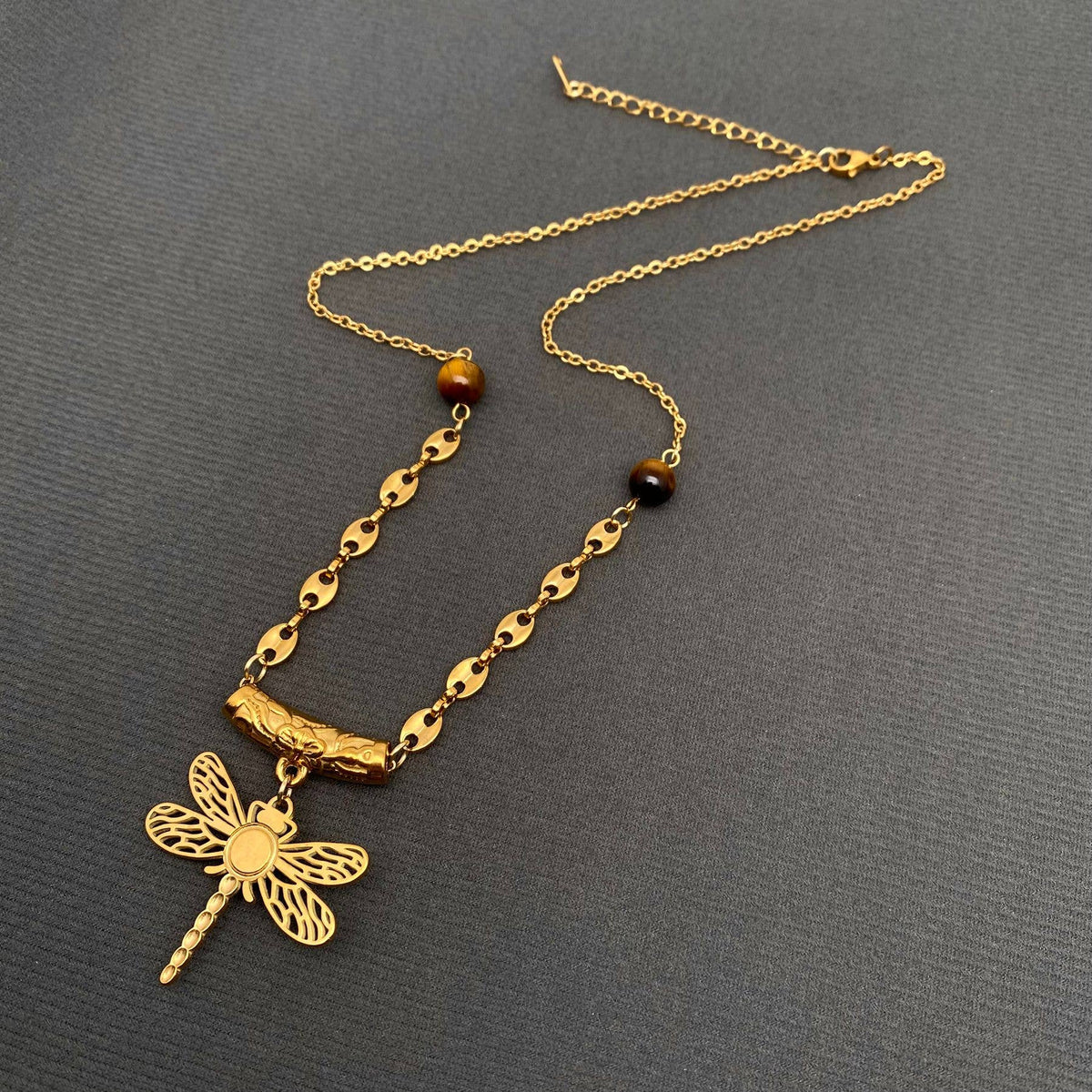 Mystic Dragonfly Pendant Necklace (18K Gold Plated)