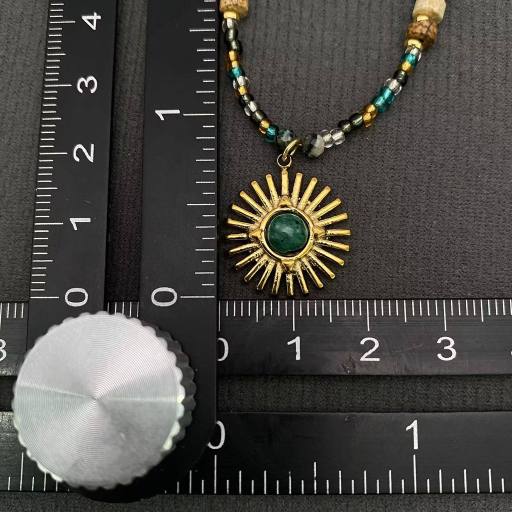 Golden Hour Beaded Sun Necklace (18K Gold Plated)