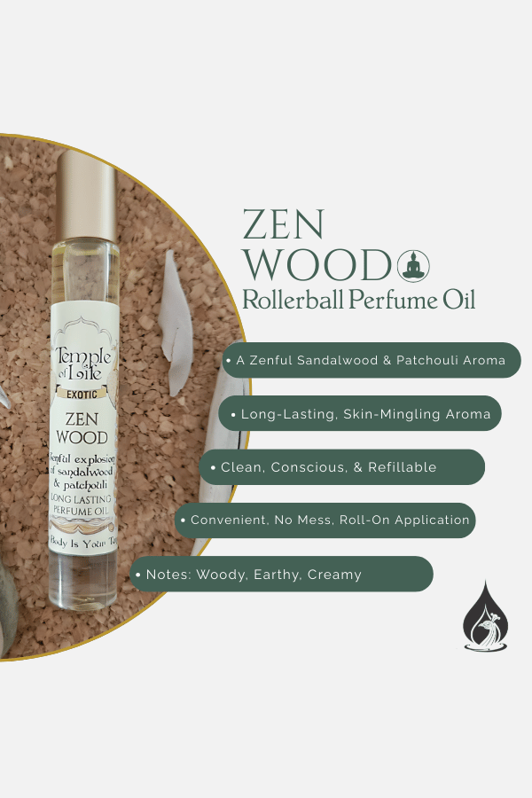Sacred Sandalwood & Zen Wood | Exotic Perfume Oil Rollerball