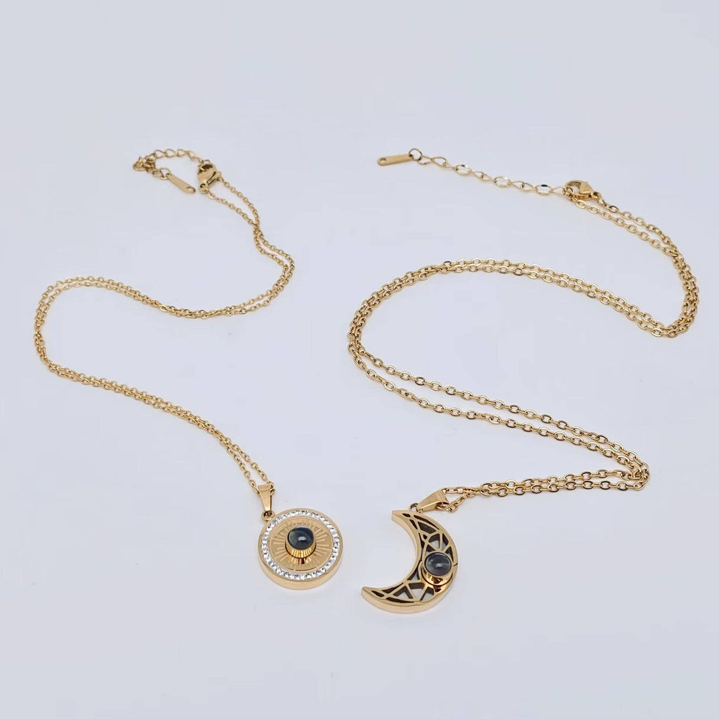 Celestial Sun & Moon "I Love You" Projection Necklace