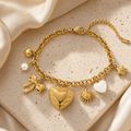 Amara Chunky 18K Gold Plated Charm Bracelet with Mixed Pendants